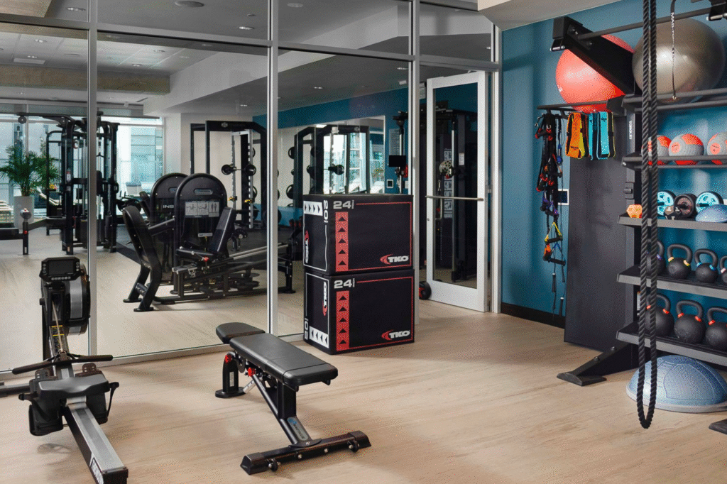 Modern gym featuring well-maintained equipment supported by FASTCARE services.
